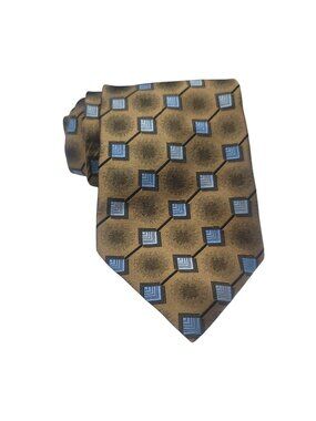 Roberto Cavalli Couture Mens Handmade Silk Tie Brown & Blue Geometric Italy